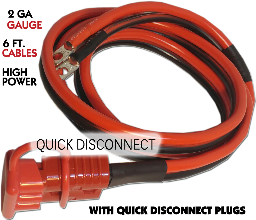 6 foot quick disconnect winch power cable - 2GA